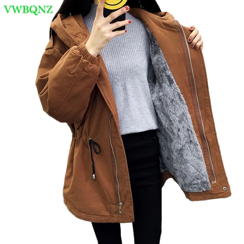 Women's clothing Plus cashmere Cotton Jacket female mid length cotton