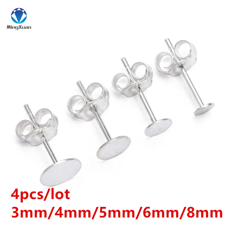 6 x Silver Tone Cabochon Setting Pierced Earrings Jewellery Making