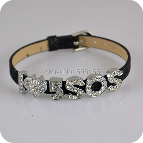 Новинка 5SOS 5 секунд лета Мальчики поп-группа музыка звезда Bling Кожаный Браслет слайдер буквы с кристаллами самодельные браслеты