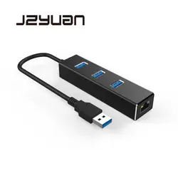 Jzyuan Gigabit Ethernet RJ45 Lan сетевой карты с 3 Порты USB 3,0 хаб USB разветвитель USB к Ethernet адаптер для портативных ПК