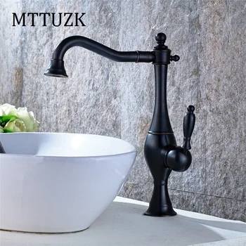 

MTTUZK Free shipping 4 colors brush nickel finish single handle rotatable Bathroom basin mixer kitchen faucet cold water taps