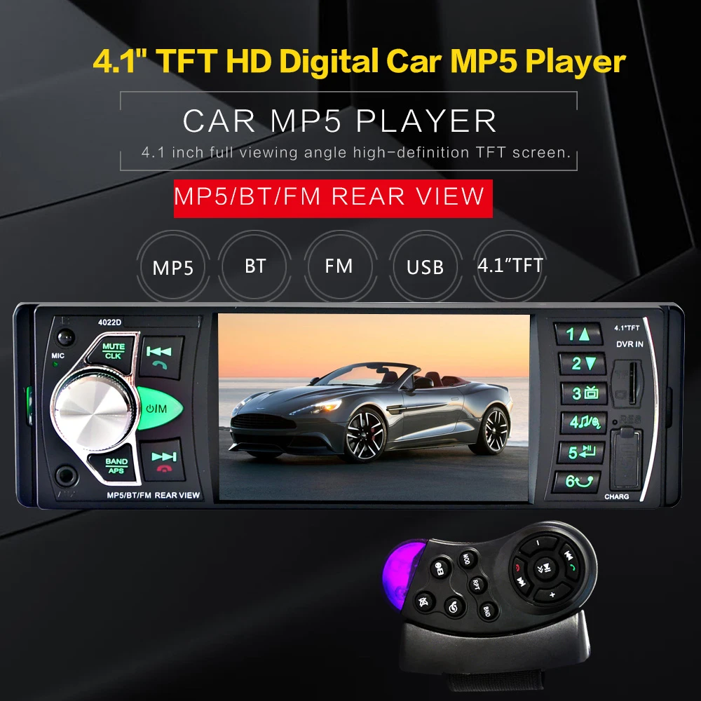 Autoradio Cassette Recorder Automagnitola 1 Din Car MP5 Player Card Disk Reversing Video font b Camera