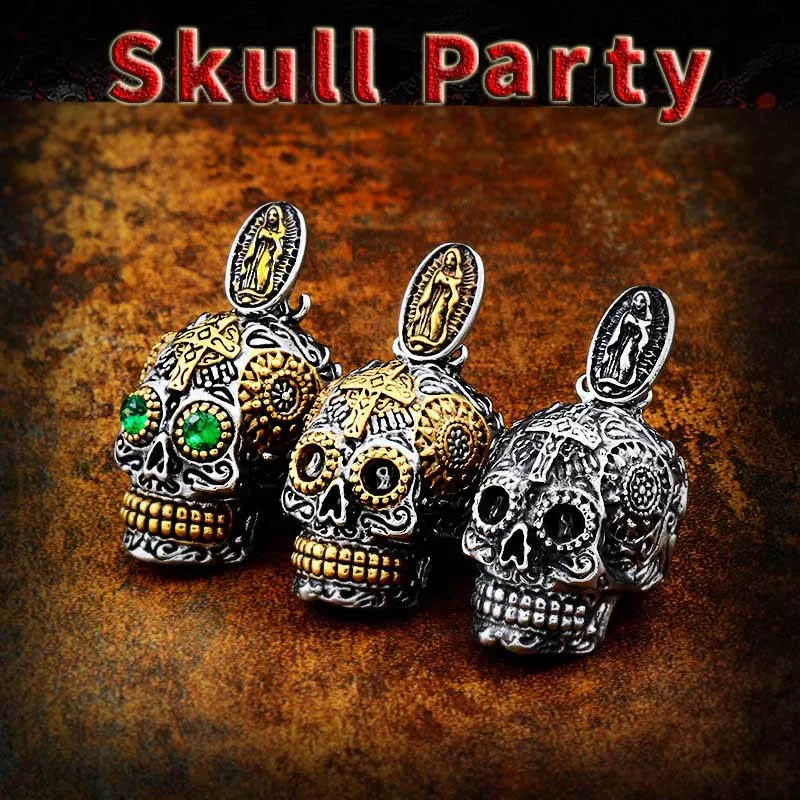 

BEIER Cool Men's Gothic Carving Pendant Necklace Stainless Steel High Quality Detail Biker Skull Jewelry for man BP8-256