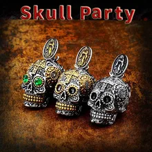 BEIER Cool Men's Gothic Carving Pendant Necklace Stainless Steel High Quality Detail Biker Skull Jewelry for man BP8-256 beier stainless steel biker jason voorhees hockey halloween mask pendant necklace with red colour antique cool jewelry bp8 362