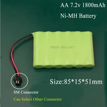 

2pcs 7.2v 1800mah AA NI-MH Battery pack rechargeable For toy water cannon power adapter car model ship model