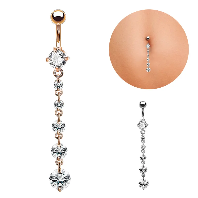 Crystal CZ Gem Belly Bar Sell new navel ring creative link zircon