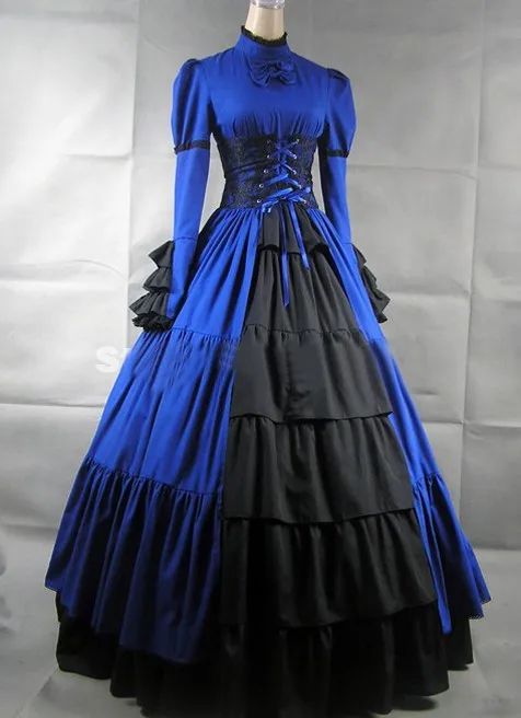Абсолютно новые хлопковые/вискозные платья с длинными рукавами черная Готическая викторианская Лолита кружевные вечерние платья винтажные платья vestido longo