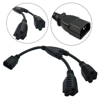 

0.3M C14 to 2xUS 3Pin Female Power Cable IEC 320 C14 Male Plug to dual 2 Nema 5-15R Power Splitter Y Cord For PDU UPS