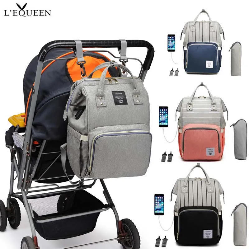 

LEQUEEN Baby Diaper Bag Large Care Travel Backpack With USB Charging Mommy Pregnant Women Storage Bag Baby Stroller Baby Bag