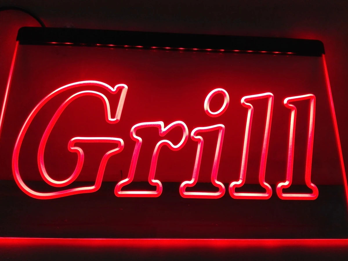 

LB440- Grill OPEN Bar Pub BBQ NEW NR LED Neon Light Sign home decor crafts