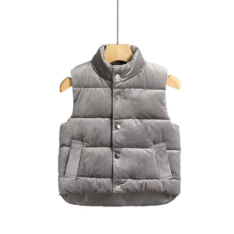 Benemaker/ зимний детский бархатный хлопковый жилет для девочек и мальчиков; теплый жилет; детская ветровка; куртки без рукавов; JH114 - Цвет: Grey