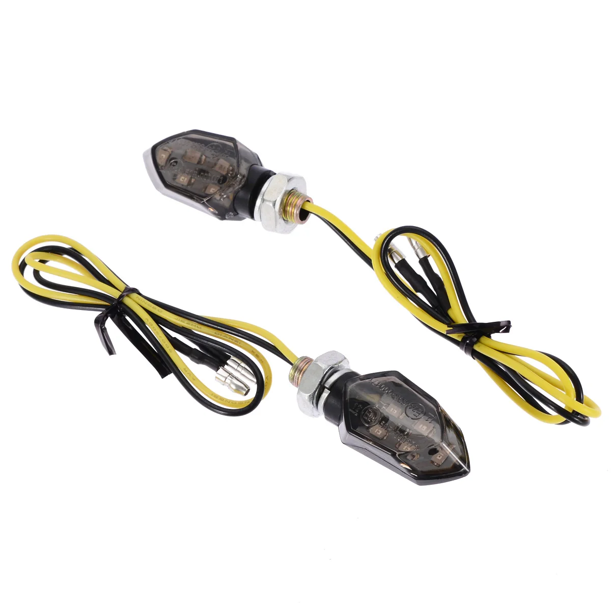 

Mayitr 2pcs Mini Motorcycle 5LED Smoke Lens Turn Signal Indicator Light Blinker Amber for Honda Suzuki Kawasaki KTM