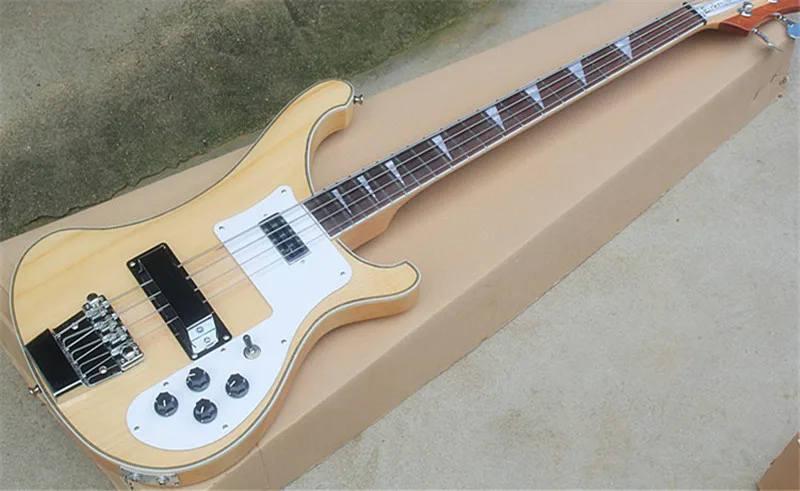

Factory Wood 4-string Electric Bass Guitar with Rosewood Fingerboard,White Pickguard,can be customized as to requirements
