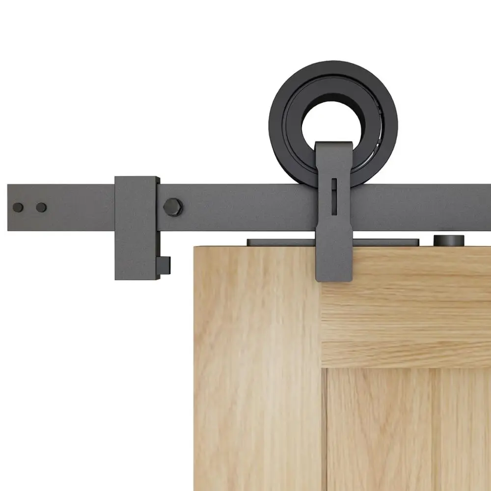 DIYHD TYL612 Top Mount Ring Roller Black Sliding Barn Door Hardware,5FT