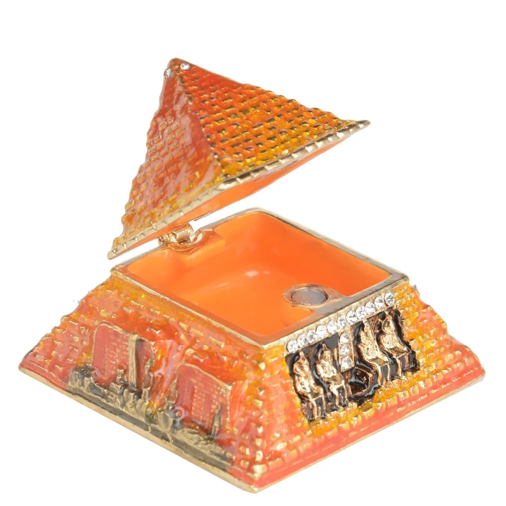Egyptian Pyramid Trinket Box Metal Jewelry Container Collectible Figurine Statue Creative Gifts Necklace Holder