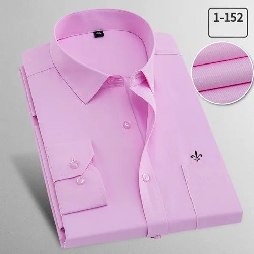 Dudalina рубашка мужская Однотонная рубашка брендовая одежда карман Мужская s рубашка с длинным рукавом плюс размер приталенная рубашка повседневная мужская одежда 9XL - Цвет: BST-1-152-X-PINK