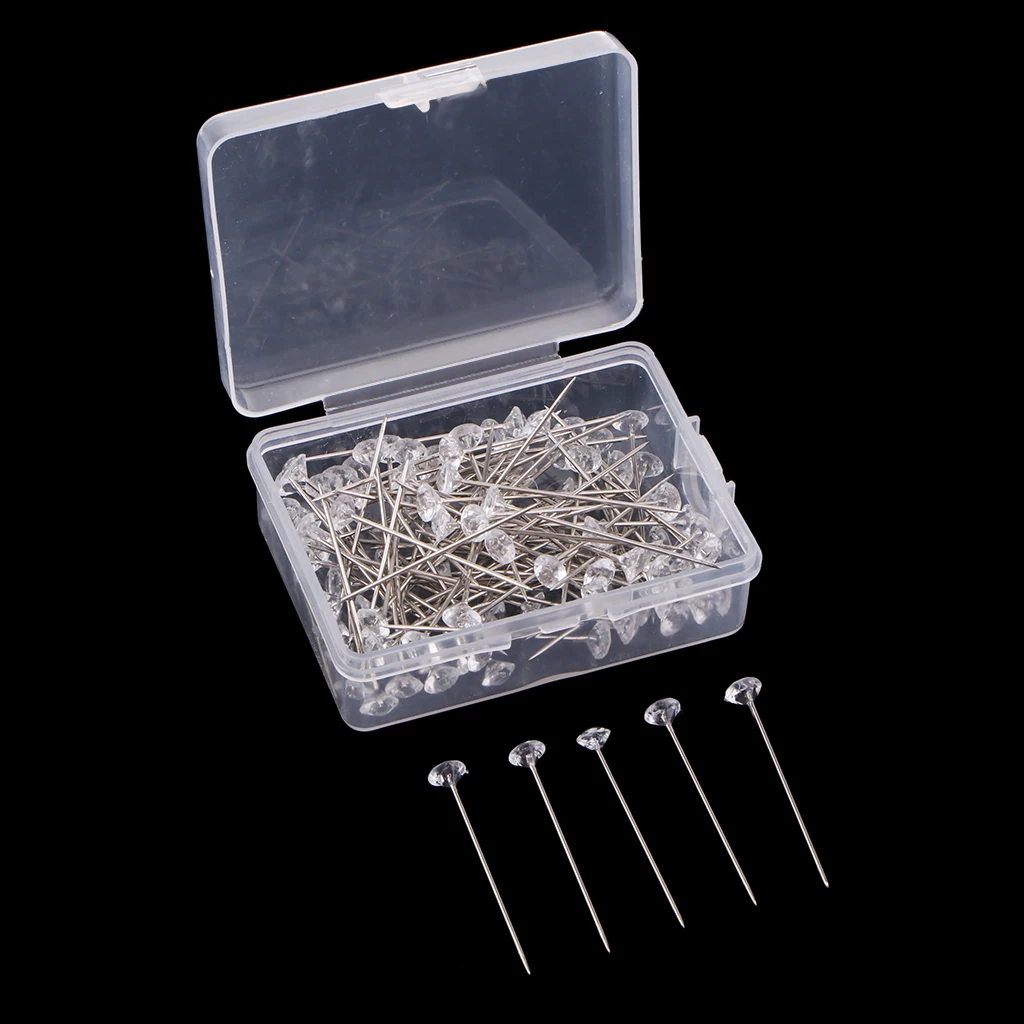 200 pieces Crystal Corsage Pins - Diamond - DIY for Wedding,Prom,Boutonniere,Dressmaking,Craft,Sewing,Flower,Floral Bouquet Pins