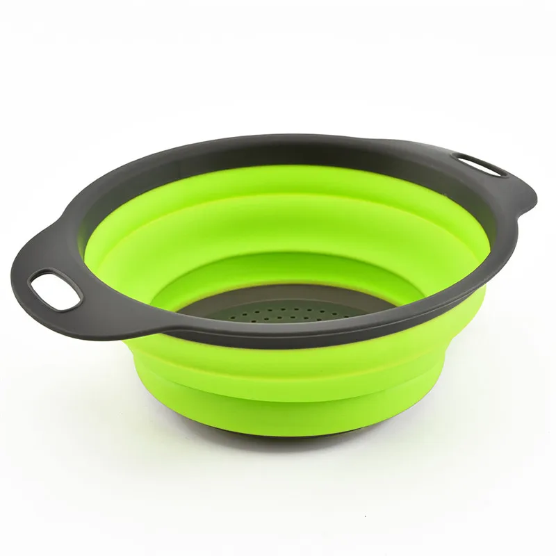 

1 Piece Round Folding Colander Washing Drain Basket Eco-Friendly Food Fruits Vegetable Wash Basket Home Kitchen Supplies