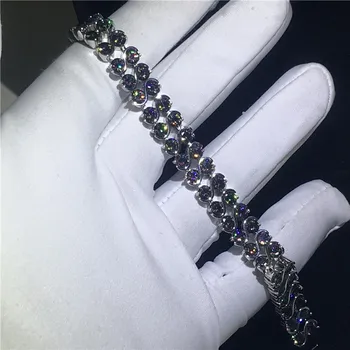 

Stunning Bracelet 2 Rows Rainbow cubic zirconia Rose Gold Filled Party Wedding Bracelets for women Jewelry Gift