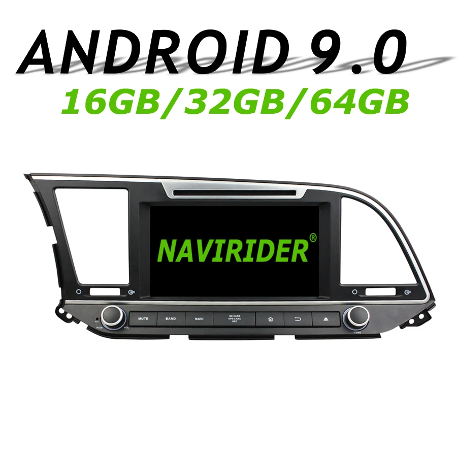 

Navirider GPS navigation For Hyundai Elantra 2016-2018 touch screen dvd Car android 9.0 8 core 64gb rom HD radio player stereo