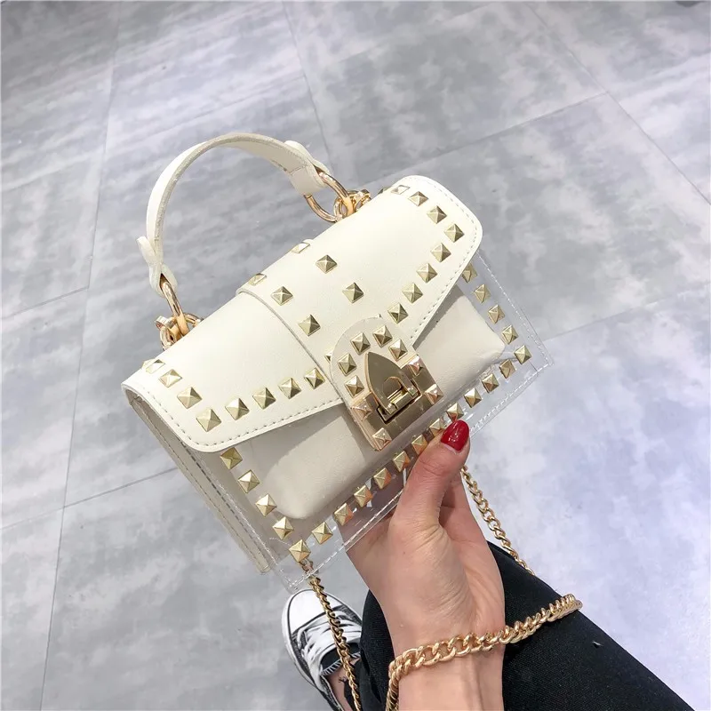 Two sets Design Luxury Brand Women Transparent Bag Clear PVC Jelly Small Totes Messenger Bags Female Crossbody Shoulder Bags