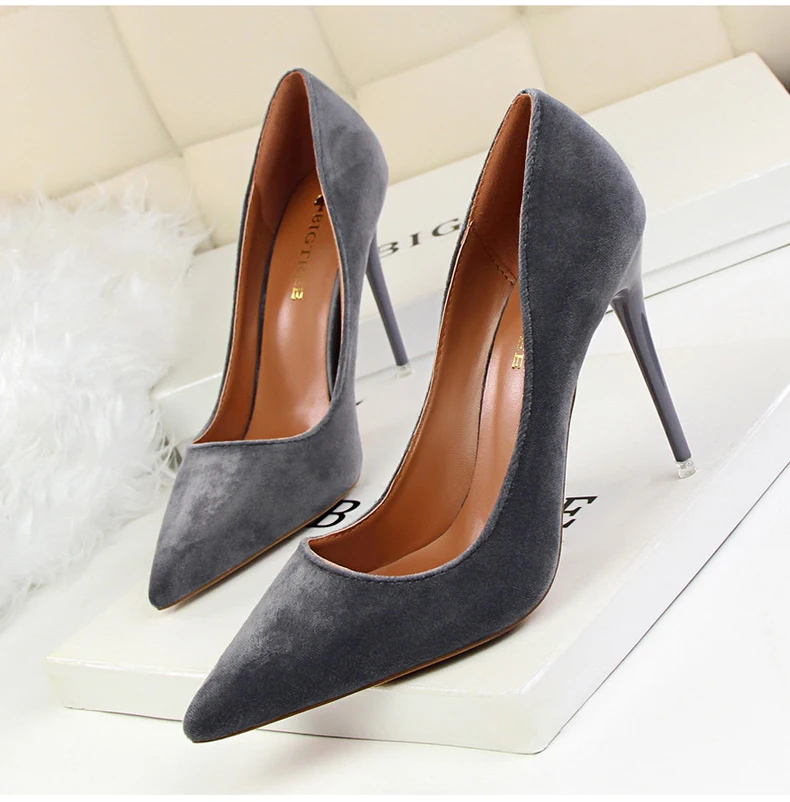 Women's Pumps Shoe Fashion Office Lady Thin Heels Women Shoes High Heel Platform Black Party Shallow Shoes Woman High Heel Blue (1)