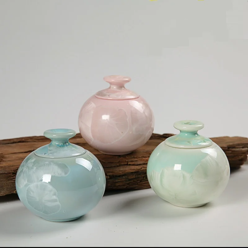  Colorful Chinese Style Mini Porcelain Airtight Matcha Tea Caddy Pasty Liquid Cosmetic Powder Storag