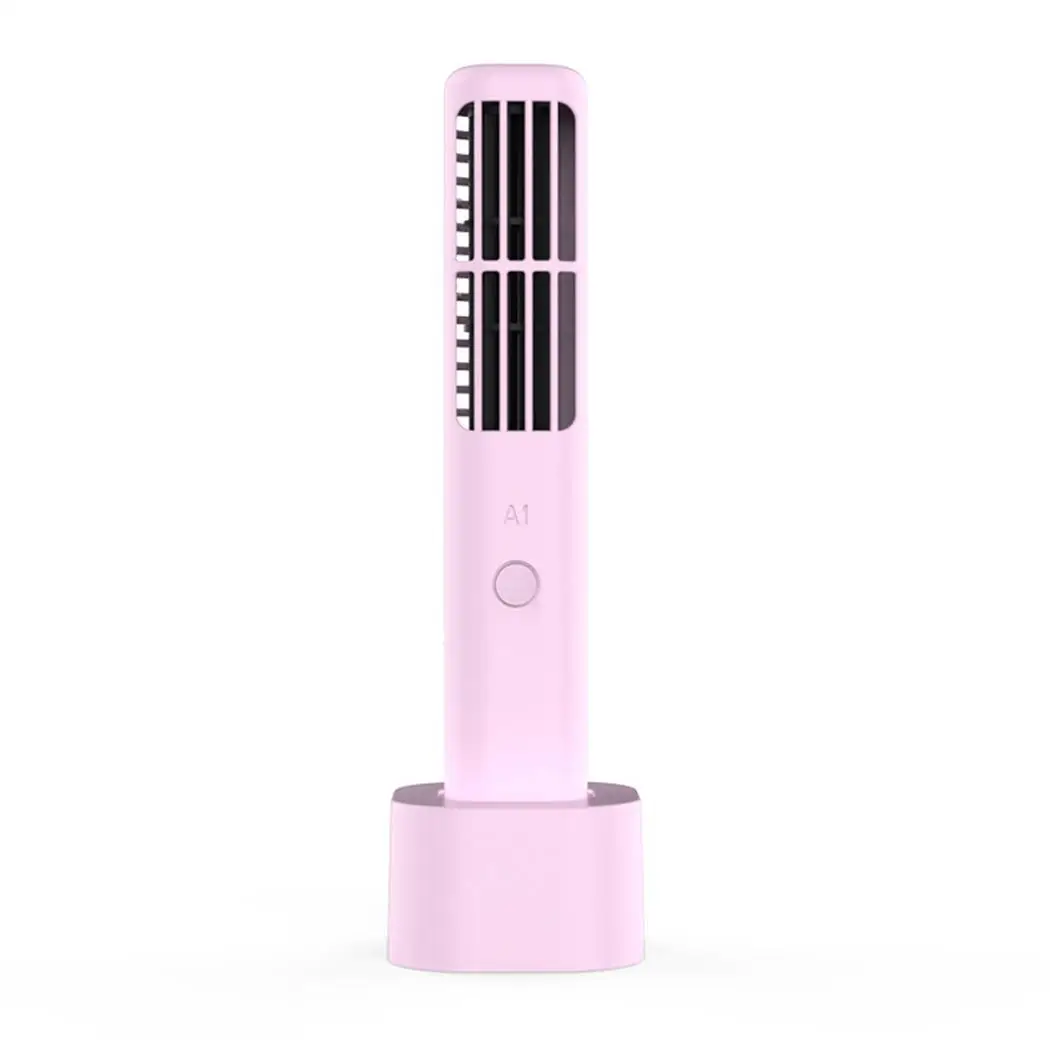 

Portable Mini Fan USB Rechargeable 3 Wind Speed Adjustment Handheld Bladeless Fan Upright Type No Leaf Air Cooler White Black