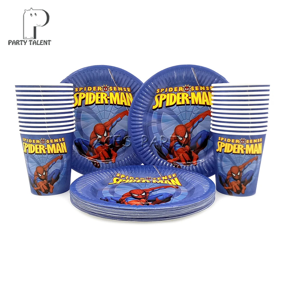 

Party supplies 48pcs Hero Spiderman party kids birthday party tableware set, 24pcs dessert plates dishes and 24pcs cups glasses