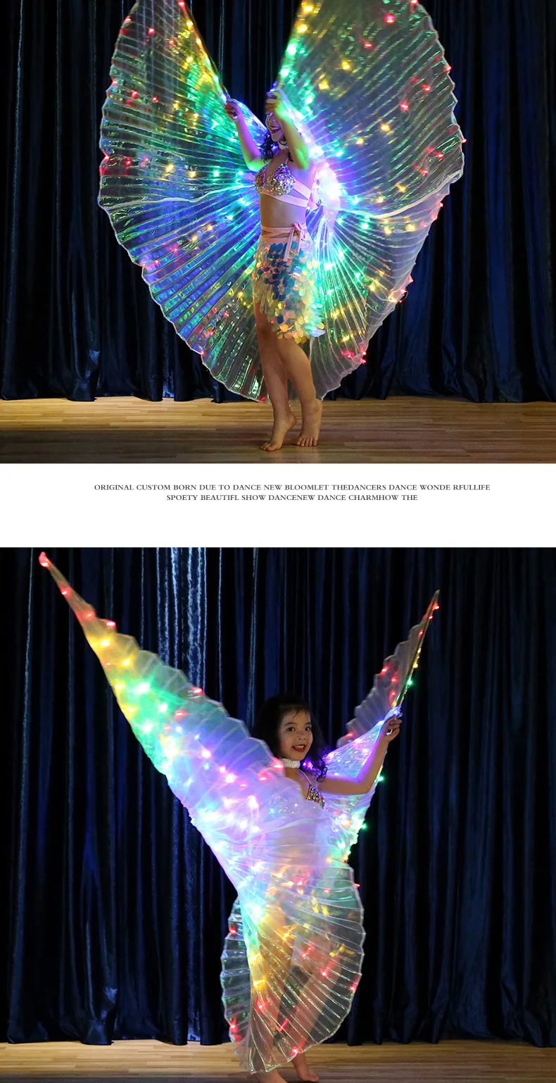 Детский светодиодный светильник Isis с крыльями для танца живота, приятный Радужный белый светодиодный светильник с крыльями, светящийся реквизит для танцев, светодиодный, крылья для девочек