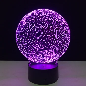 

3D USB Touch Night Light Number ball Pattern High transmittance Acrylic Pane Funny Table Lamp changeable Color Led Light Batter