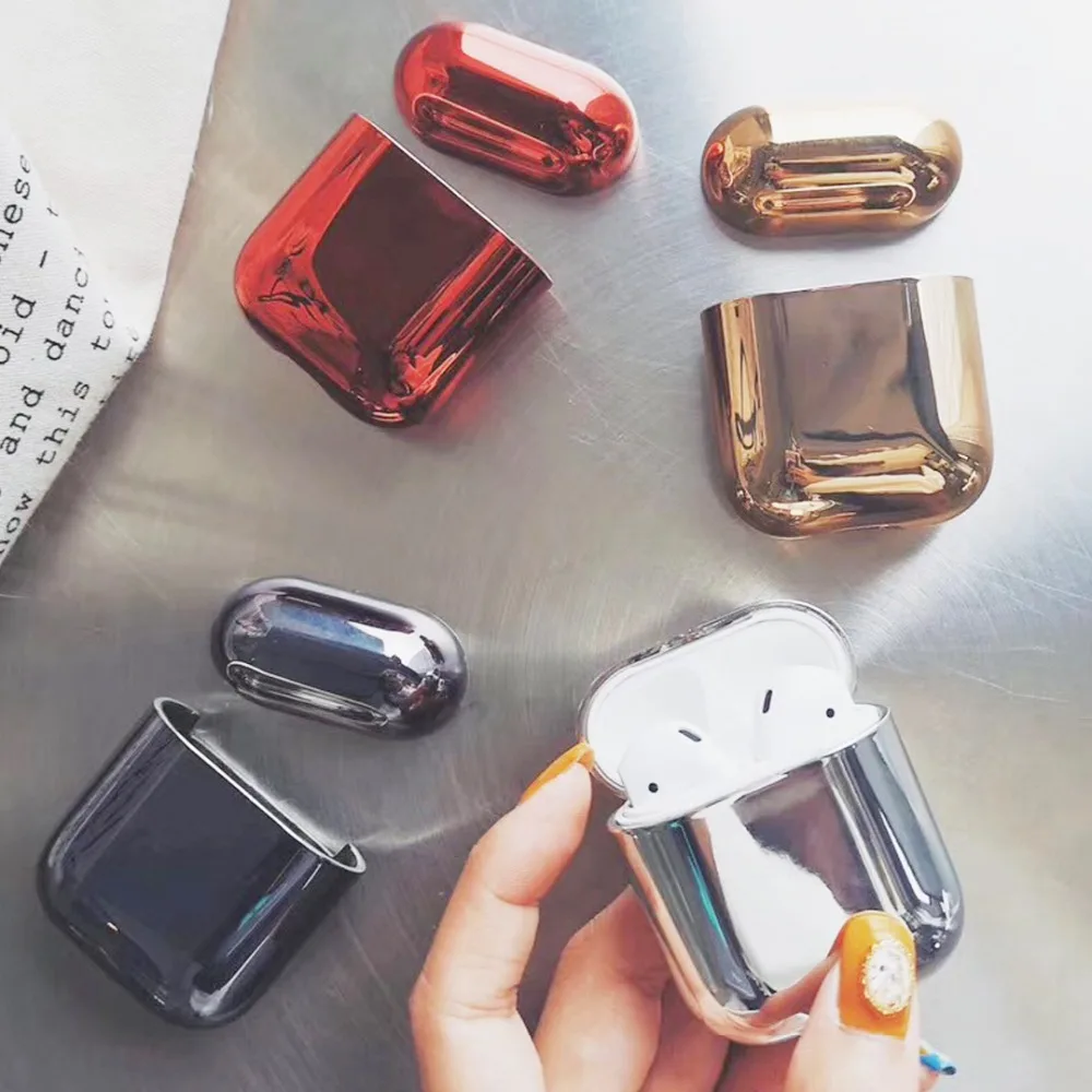 

For AirPods Case luxury Gold Plating hard Protective Cover Bluetooth Wireless Earphone Case For Airpods 2 case Charging Box