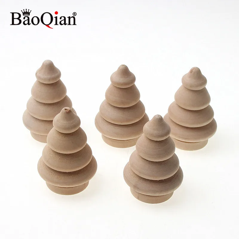 5pcs/Set Unfinished Christmas Tree Painted Crafts Peg Doll Wooden DIY Craft Home Decor Paint Xmas Decoration Wood DIY Toy
