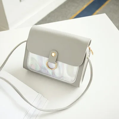 Мини-сумка через плечо женская модная Лазерная кожаная сумка через плечо роскошные женские Сумки Дизайнерская вместительная сумка на плечо для девочек - Цвет: gray