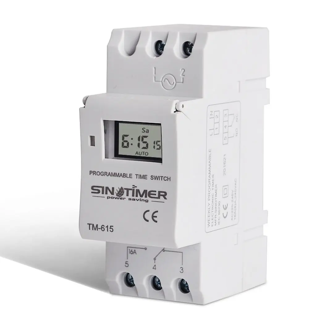 

SINOTIMER AC 12~220V Weekly 7 Days Programmable Digital Time Switch Relay Timer Control Din Rail Mount for Electric Appliance