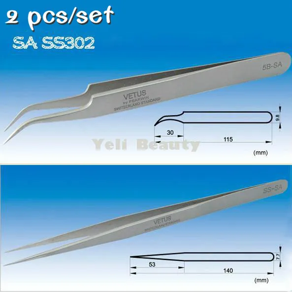 2 piezas de alta precisión SA pestañas pinzas para la extensión de pestañas maquillaje pinzas de acero inoxidable herramientas de pestañas pinzas Vetus 2 piezas de alta precisión SA pestañas pinzas para la extensión de pestañas maquillaje pinzas de acero inoxidable herramientas de pestañas pinzas Vetus