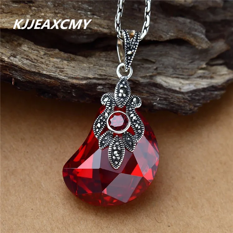 

KJJEAXCMY Baolong Sterling Silver Jewelry Pendant Jacinth red sweater pendant retro fashion female models shipping