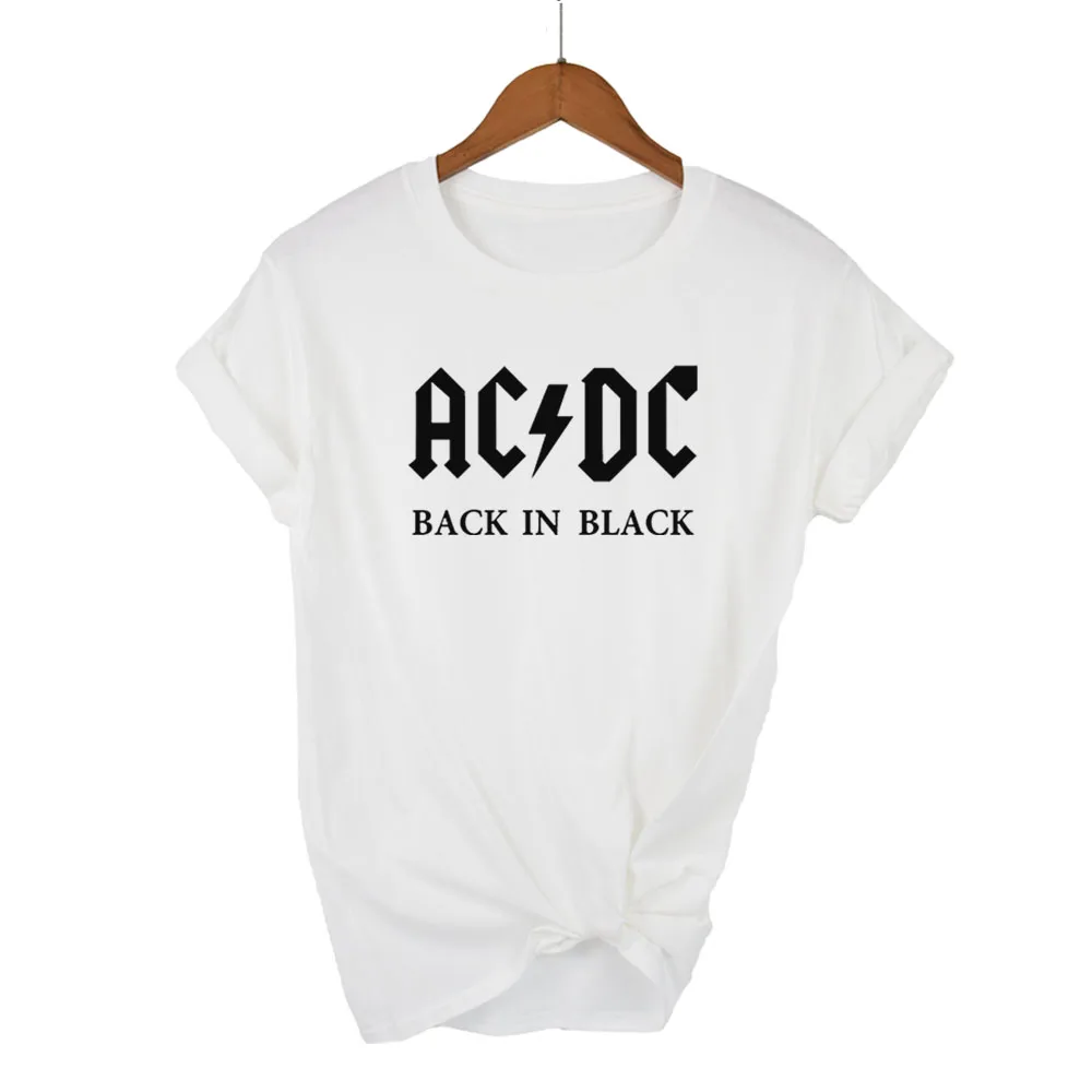 AC/DC Band Rock harajuku T Shirt Women's ACDC BLACK Letter Printed ...
