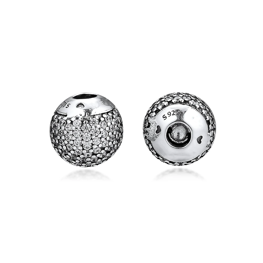 

CKK Silver 925 Jewelry Pave Open Bangle Caps Fits Pandora Bracelet Bangles Original 925 Sterling Silver Beads for Jewelry Making