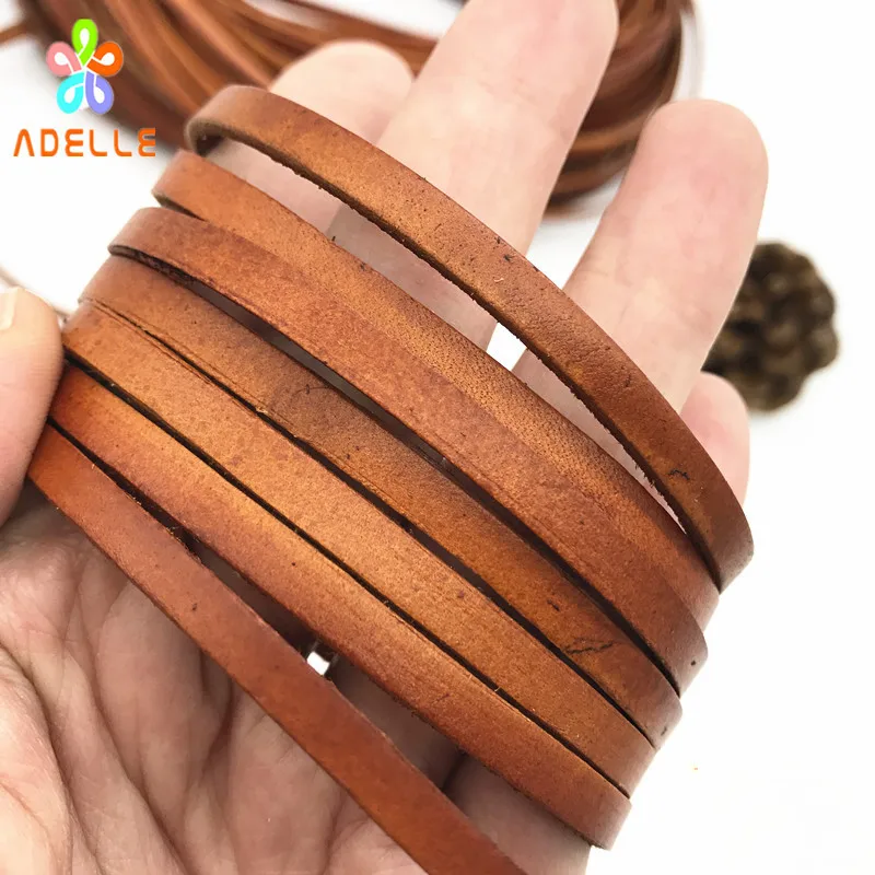 

HOT 3/4/5/6/8/10mm Genuine Leather Strip/Thread/Beading/lace Natural color DIY craft Thong Jewellery necklace free shipping 15m