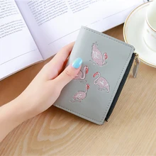 

2018 New Short Women Wallet Flamingo Embroidery Best Purse Female Case Pocket Pouch Purse portefeuille femme carteira feminina