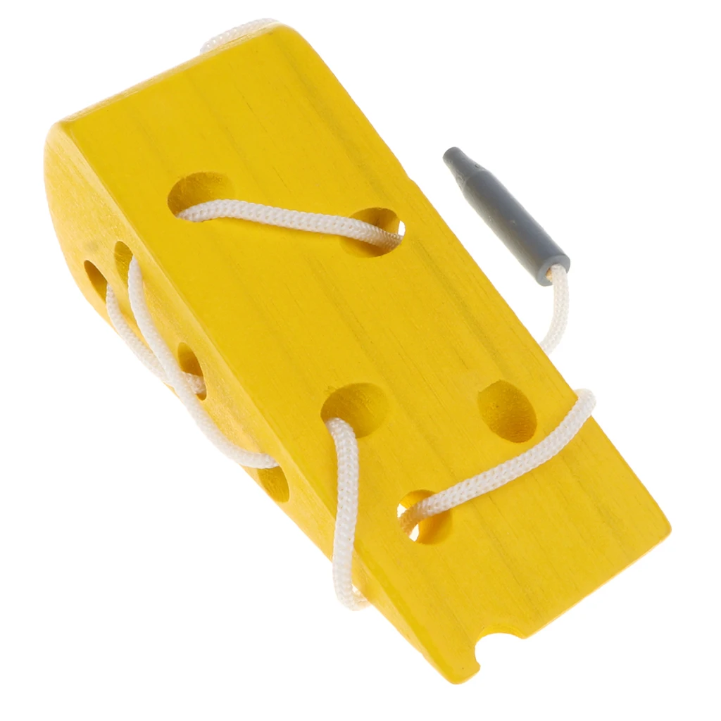 Wooden Lacing Cheese Toy String Wood Block Threading Puzzles Travel Game