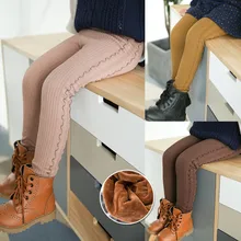 Леггинсы с оборками для девочек; коллекция года; Сезон Зима; детские леггинсы из плотного бархата; зимние теплые хлопковые брюки для девочек; брюки на подкладке