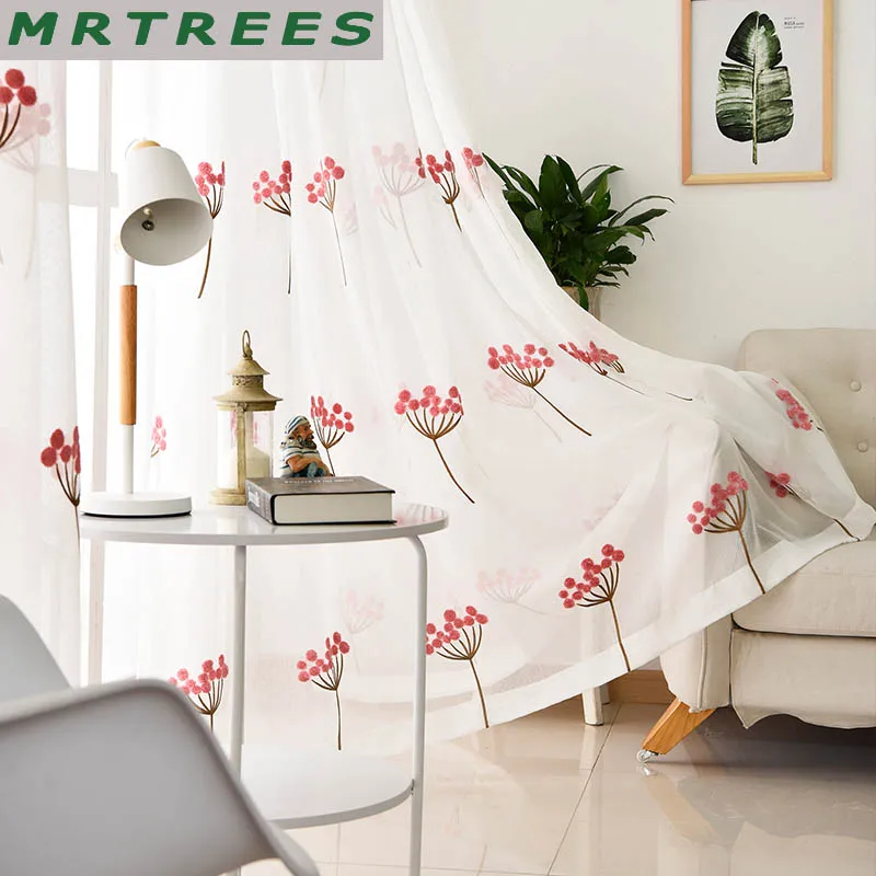 MRTREES современный вышитый тюль для гостинной на окна спальни шторы кухню портьеры
