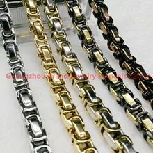 Mens Boys 8mm Box Byzantine Necklace or Bracelet Silver Gold Black Rose Gold Promotion 316L Stainless Steel Chain Gift Jewelry
