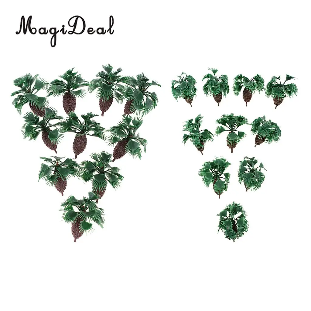 MagiDeal 10Pcs Plastic Palm Tree Model Train Track Street Railway Park Garden Scenery Miniature Scene Model Building Prop 5cm