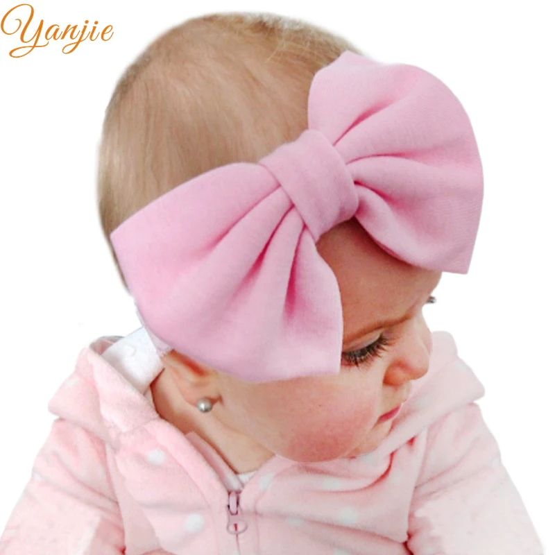 

Trendy 5"Cotton Hair Bows Lace Headband Kids Girls' Solid Elastic Party DIY Headwear For Kids Bandeau Hair Accessories