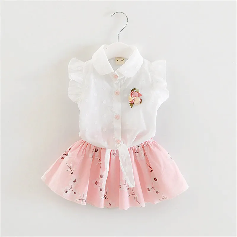 

BibiCola New Summer Girls Baby Clothing Sets Girls Clothes Fashion Style Party Suit cotton Girls Skirt Set 2Pcs Tracksuit