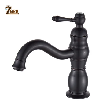 

ZGRK Basin Faucets Brass Oil Rubbed Bronze Black Bathroom Sink Faucet Countertop Deck Hot Cold Mxier Water Taps