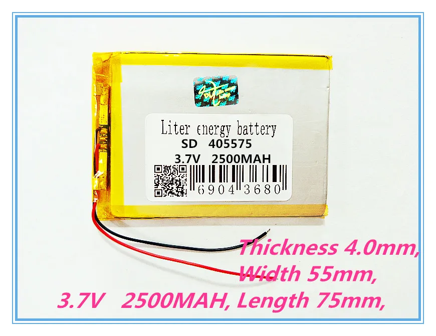 

Size 405575 3.7V 2500mah Lithium polymer Battery With Protection Board For GPS Tablet PC Digital Products Free Shipping